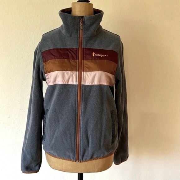Cotopaxi sz XS Teca fleece jacket front zip blue and earth tone stripes pockets - Picture 1 of 7